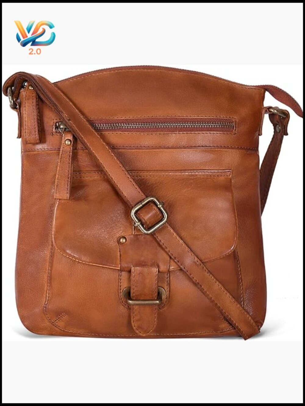 Genuine Leather Crossbody Bag Adjustable Sling Medium Handbag